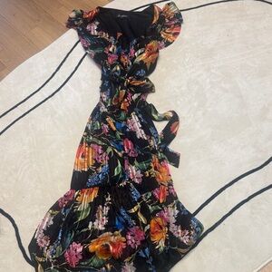 Sam Edelman Black Floral Asymmetrical Dress! Excellent condition. Size 2